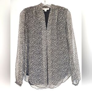 ❤️ 3 For 15  Michael Kors womens sheer leopard print blouse size X-small
